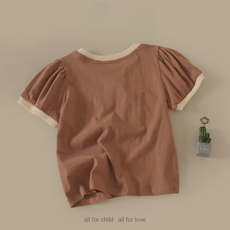 Kid Girl Brown Crewneck Fairy Girl Top