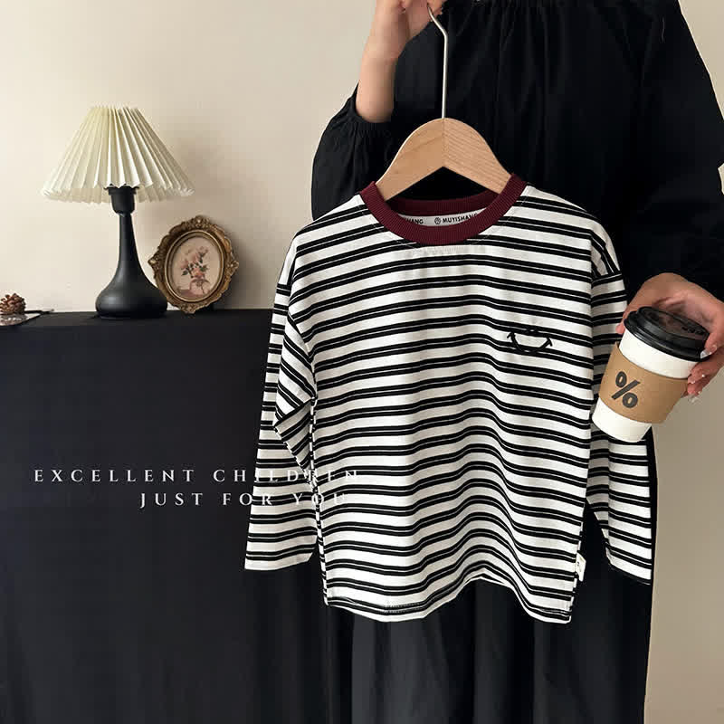 Kid Girl Crew Neck Striped Long Sleeve Top