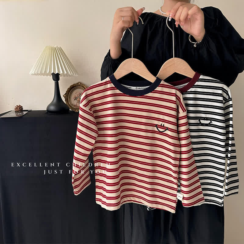 Kid Girl Crew Neck Striped Long Sleeve Top