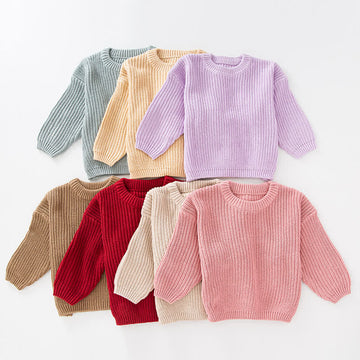 Baby Knitted Solid Color Simple Sweater