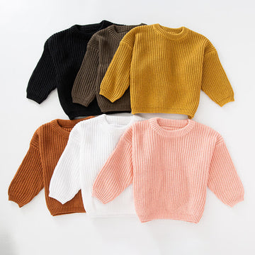 Baby Knitted Solid Color Casual Sweater