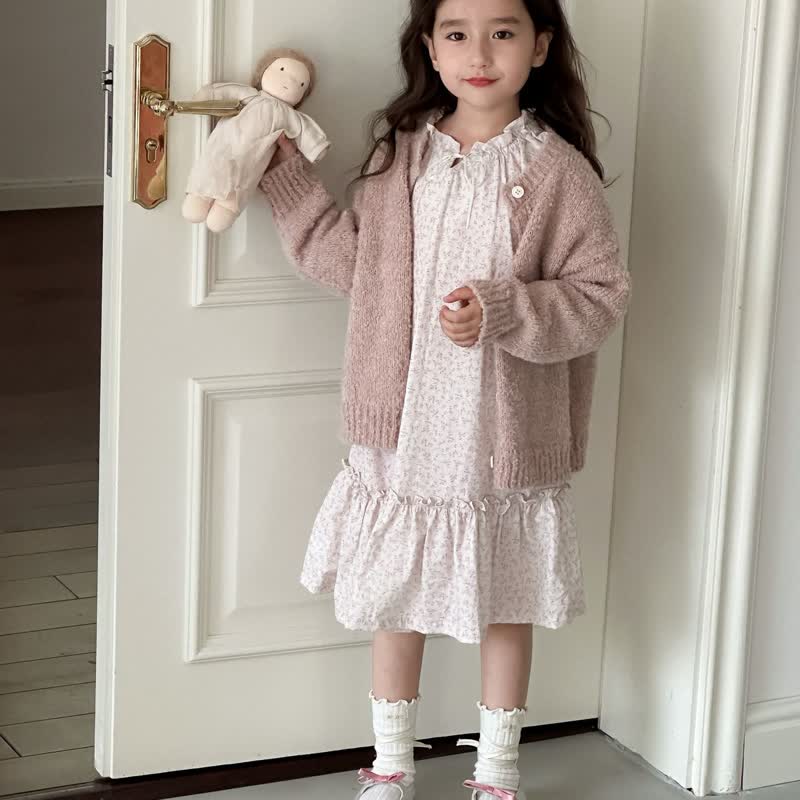 Kid Girl Floral Lace Long-sleeved Dress