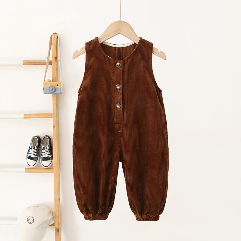 Toddler Lovely Button Corduroy Overalls