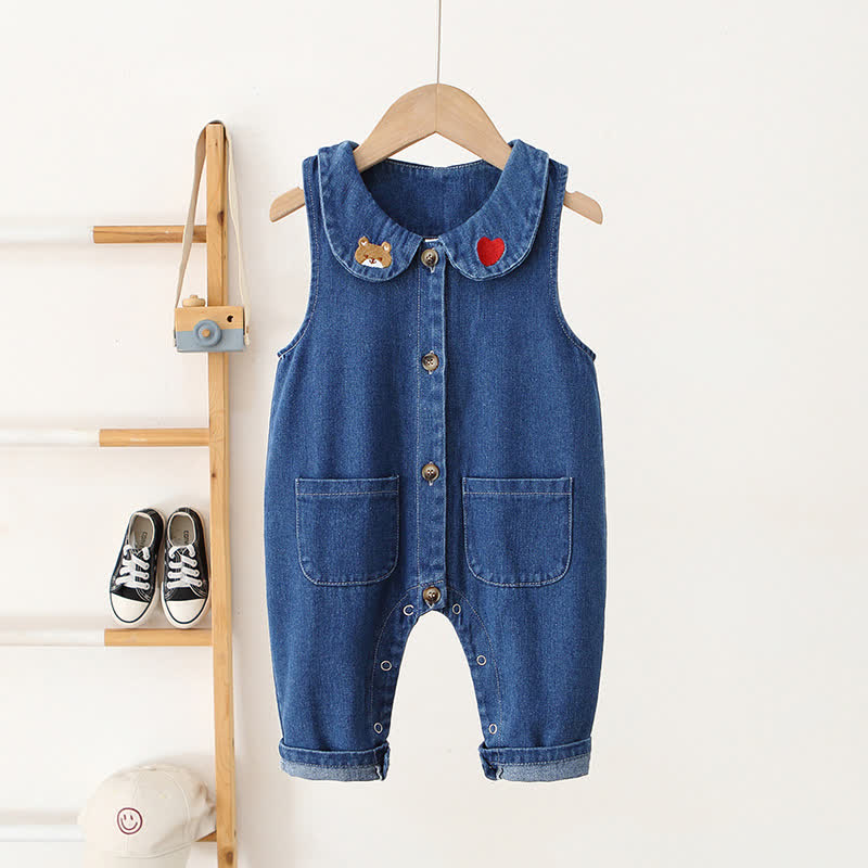 Baby Lovely Bear Heart Denim Overalls