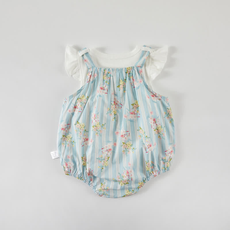 Baby 2-Piece Blue Striped Flower Set