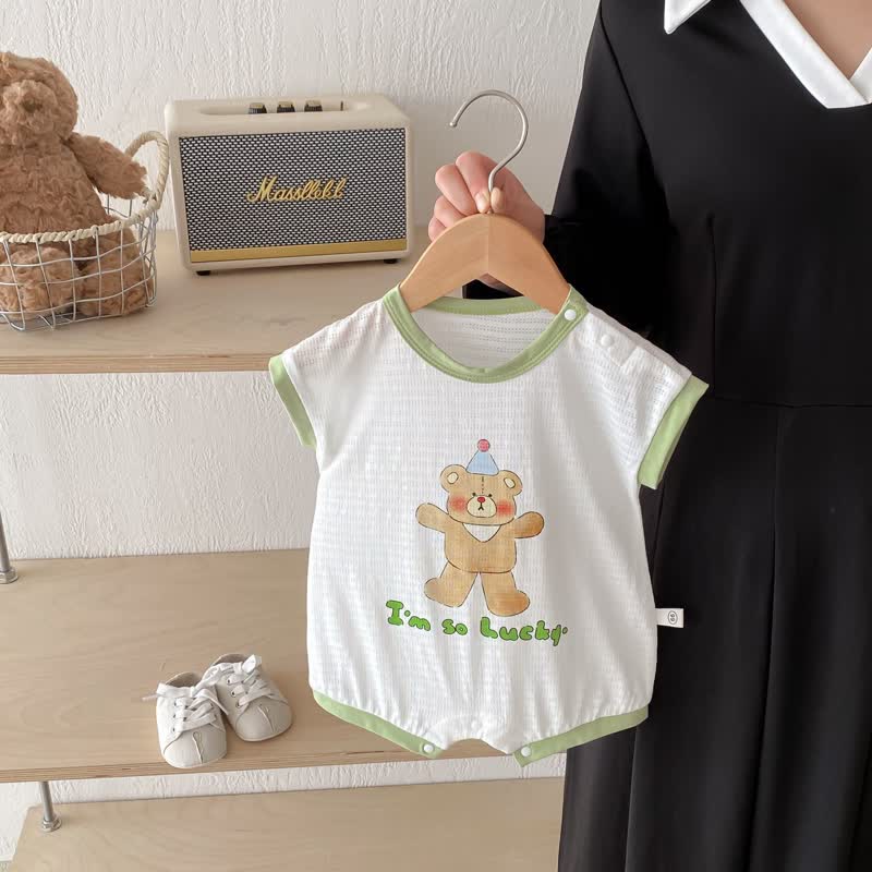 I'M SO LUCKY Baby Cute Bear Romper