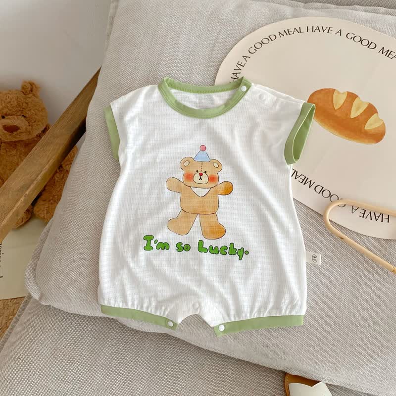 I'M SO LUCKY Baby Cute Bear Romper