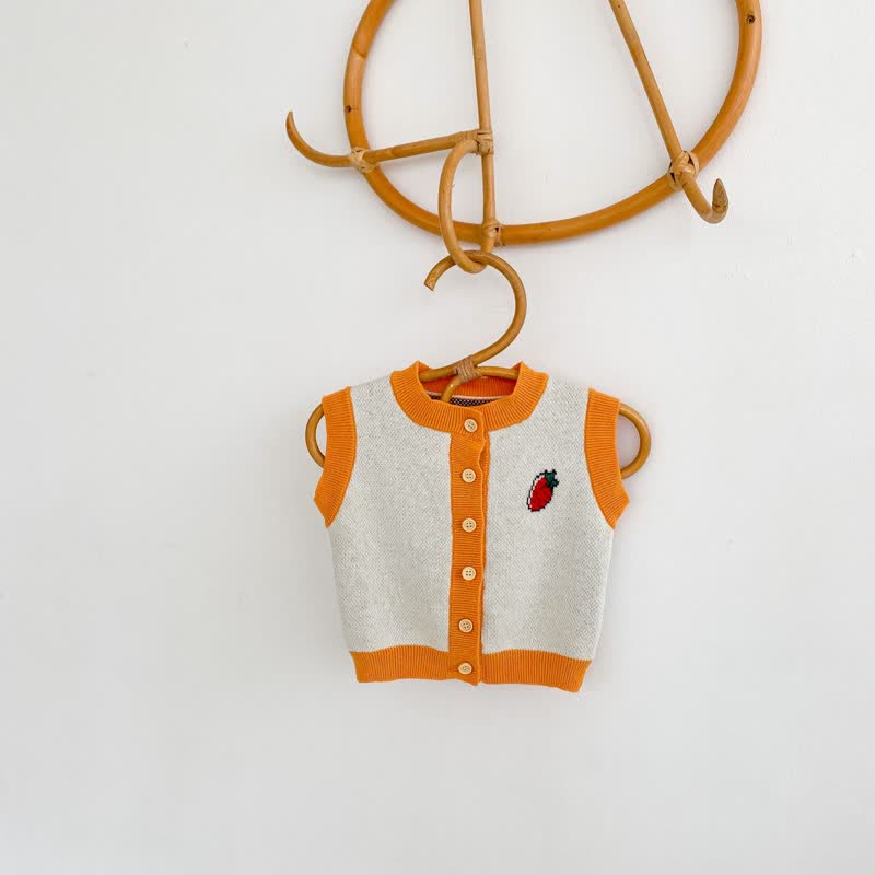 Baby Strawberry Knitted Button Vest