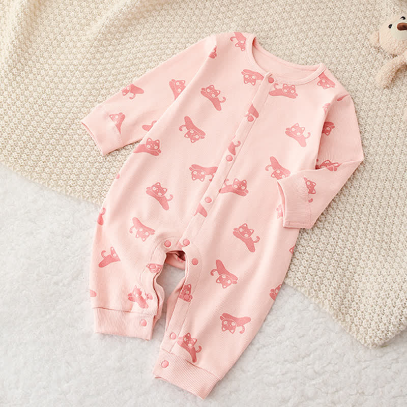 Baby Jumping Cat Soft Pink Romper