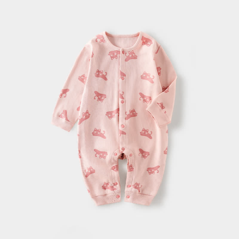 Baby Jumping Cat Soft Pink Romper