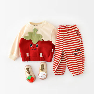 LIKE TOMATO Baby Cartoon Striped Set