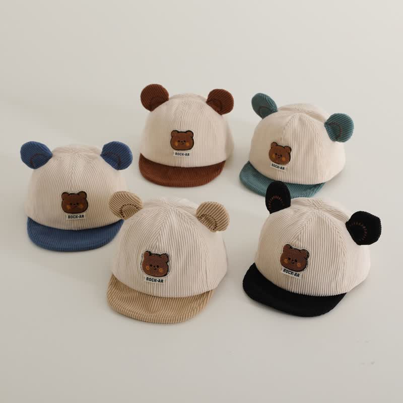 Baby Bear 3D Ears Corduroy Peaked Cap