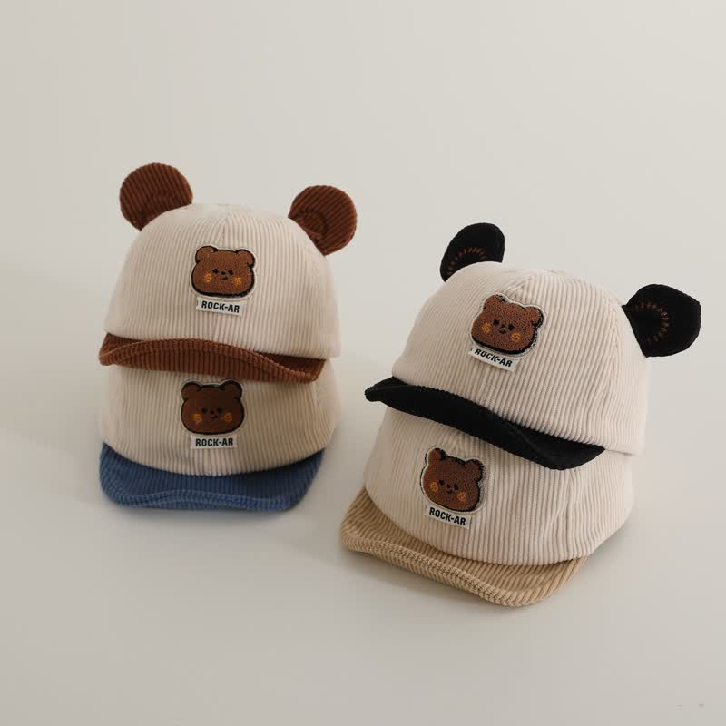 Baby Bear 3D Ears Corduroy Peaked Cap