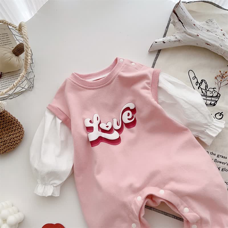 LOVE Baby Pink Fake 2PCS Romper