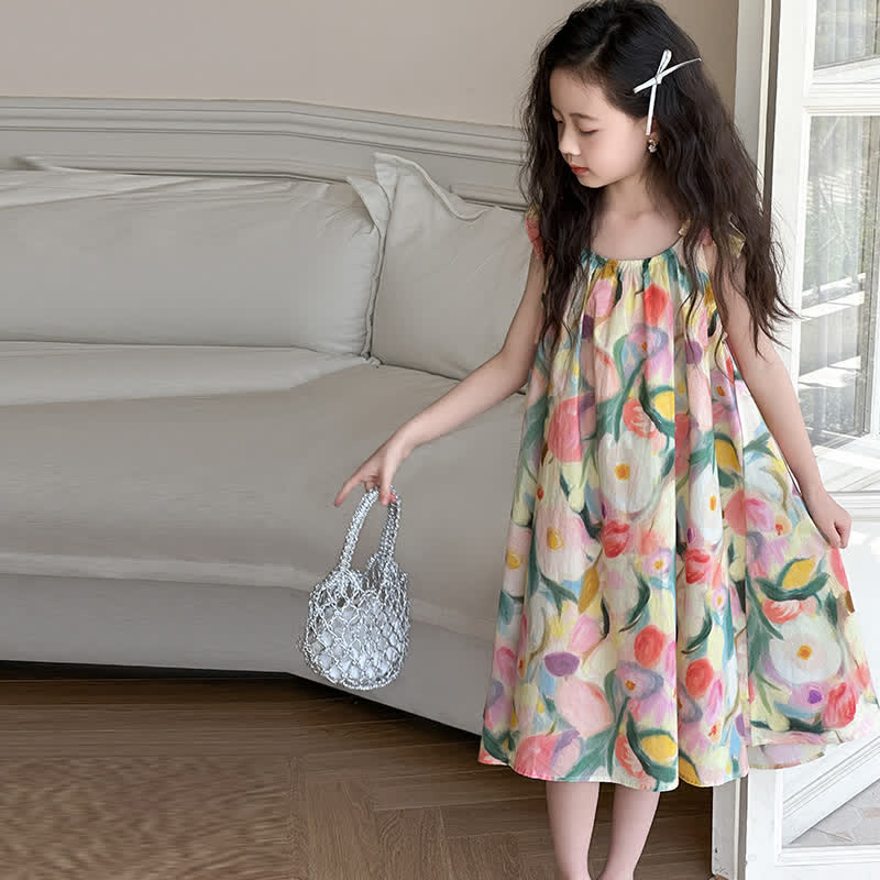 Kid Girl Holiday Floral Beach Dress