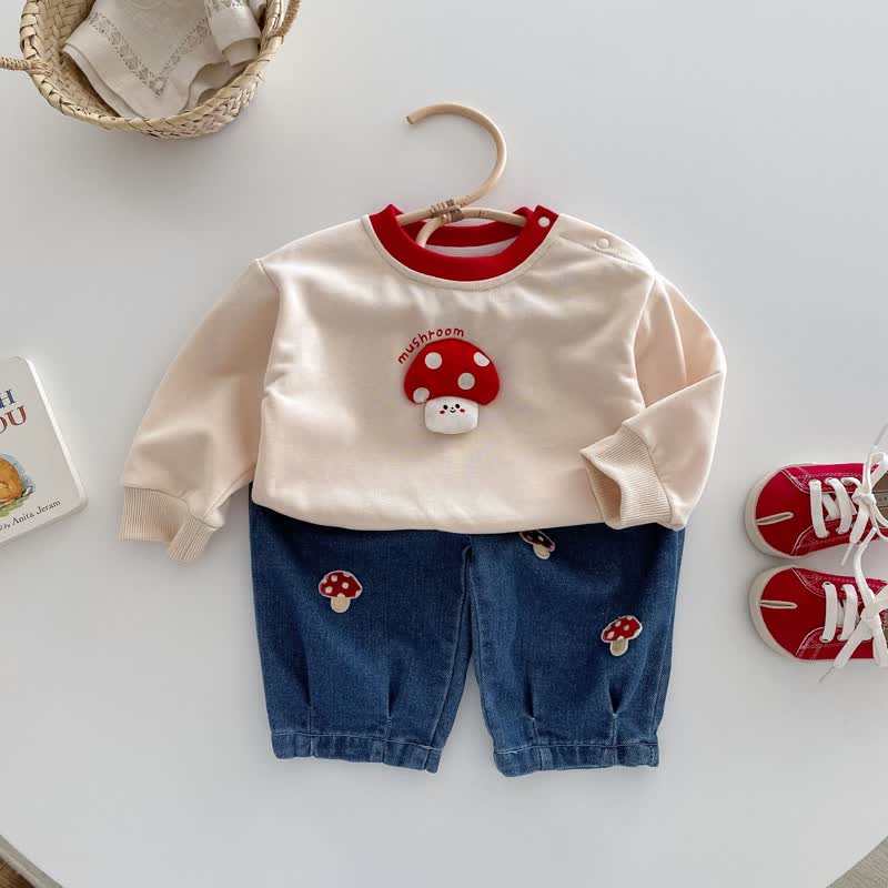 MUSHROOM Baby 3D Doll Beige Sweatshirt