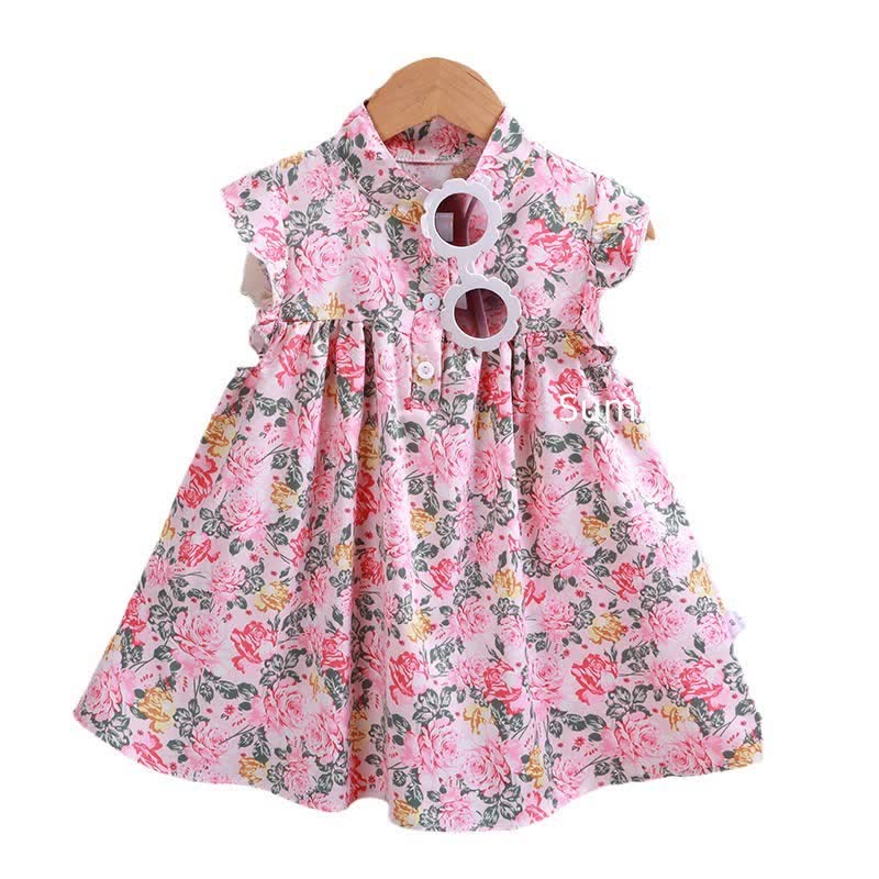 Kid Girl Pink Floral A-line Puffy Dress