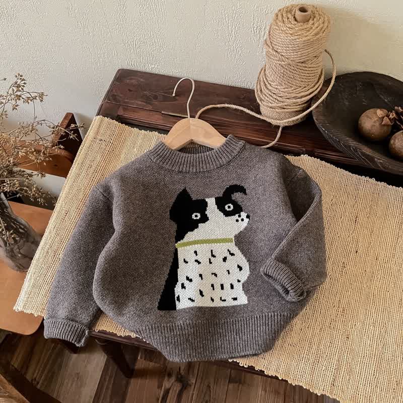 Kid Boy Cute Puppy Knit Pullover Sweater