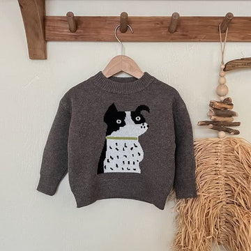 Kid Boy Cute Puppy Knit Pullover Sweater