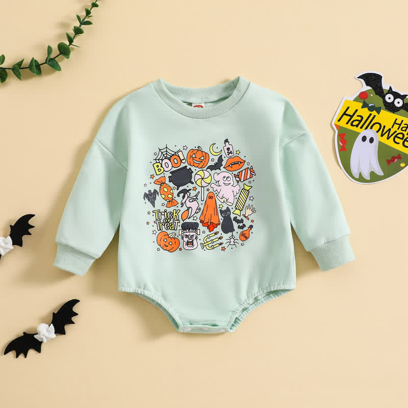 TRICK OR TREAT Baby Green Pumpkin Bodysuit