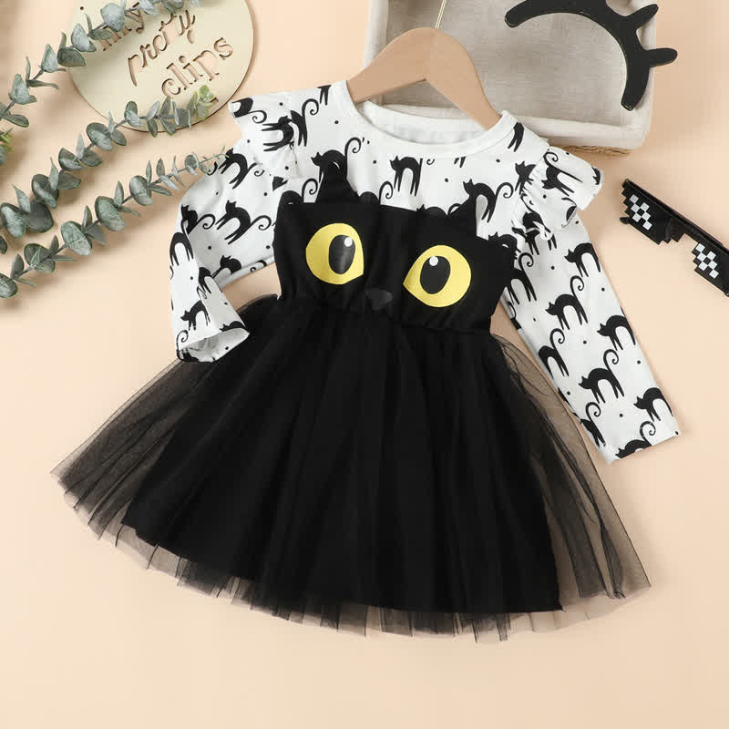 Toddler Girl Tulle Black Cat Dress