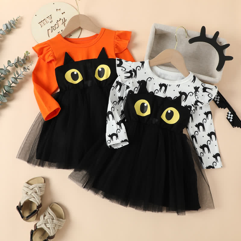 Toddler Girl Tulle Black Cat Dress