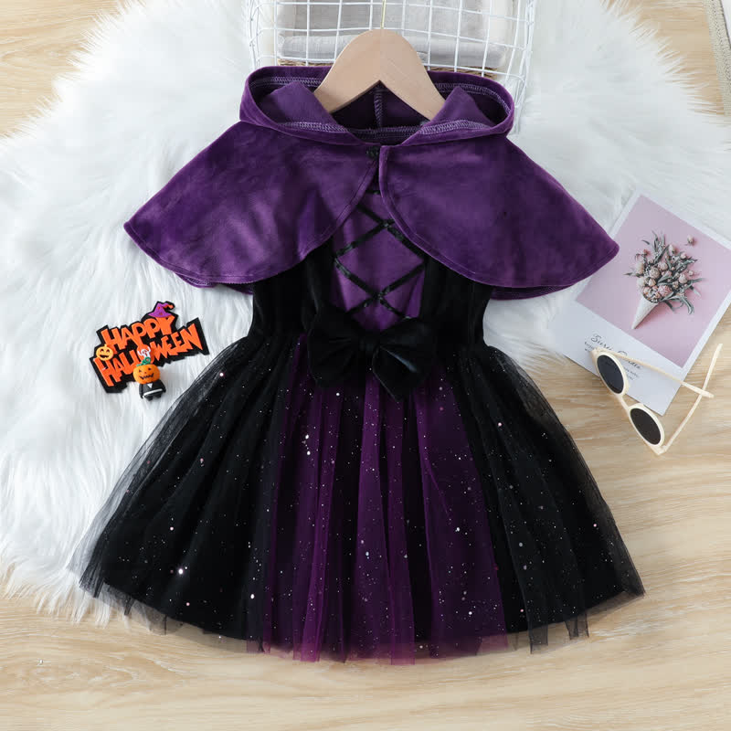 Toddler 2-Piece Hooded Purple Tulle Set