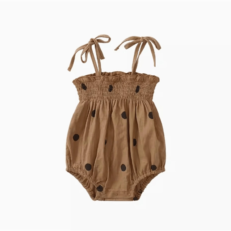 Baby Brown Dots Suspenders Bodysuit