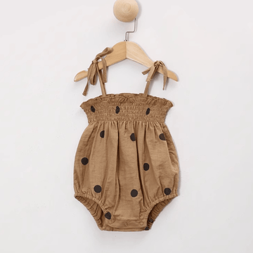 Baby Brown Dots Suspenders Bodysuit