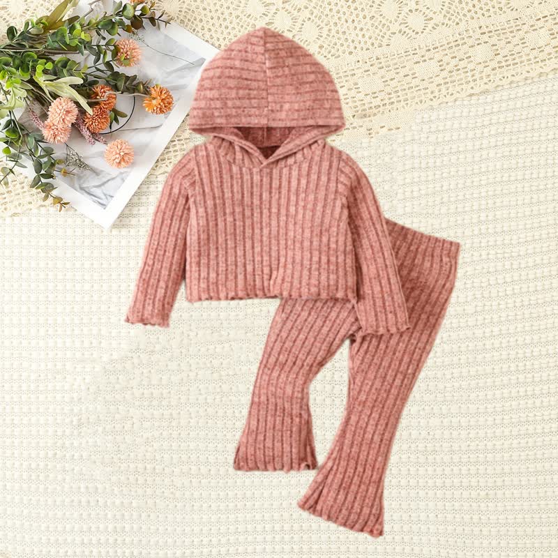 Toddler Girl 2-Piece Hooded Solid Color Set