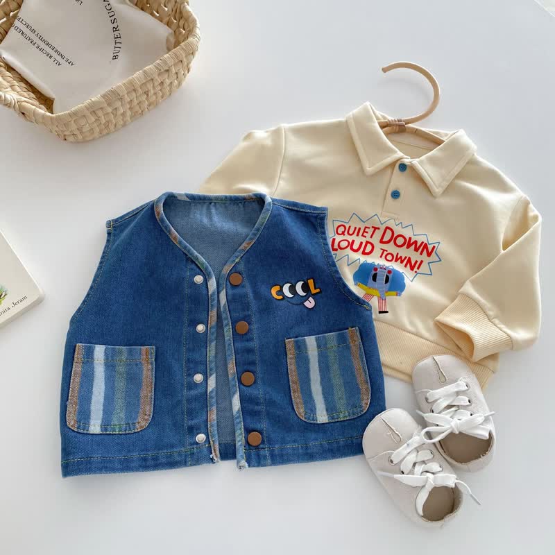 COOL Baby Denim Striped Button Vest