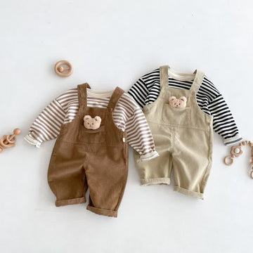 Baby Corduroy Lovely Bear Pocket Overalls