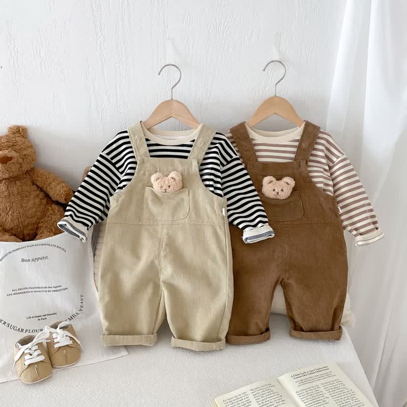 Baby Corduroy Lovely Bear Pocket Overalls