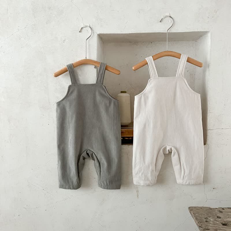 Baby Corduroy Button Solid Color Overalls