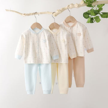 Baby 2-Piece Contrast Sleeves Bear Pajamas Set