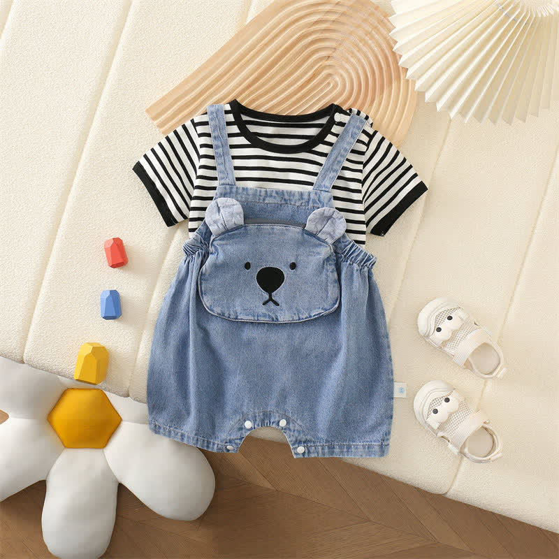 Baby 2-Piece Bear Striped Denim Set