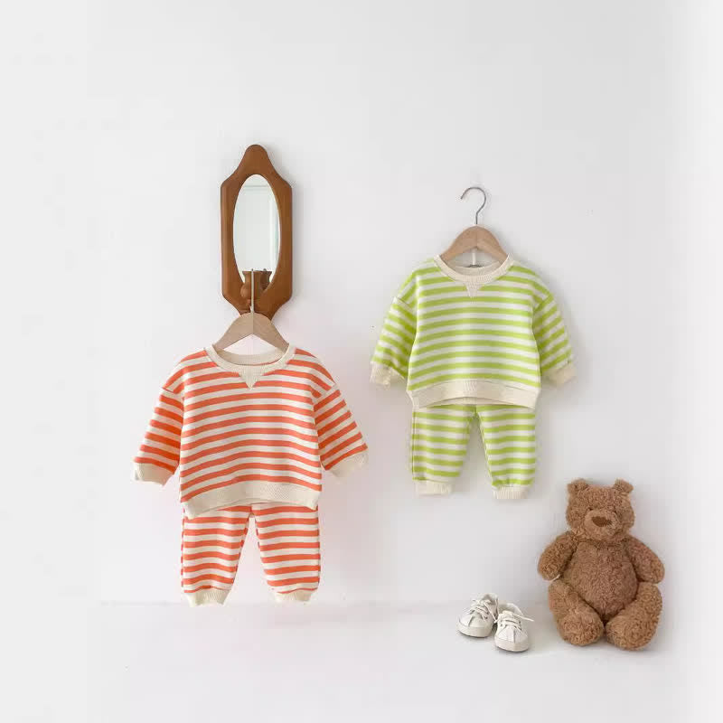 Baby 2-Piece Striped Soft Sweatsuit Set