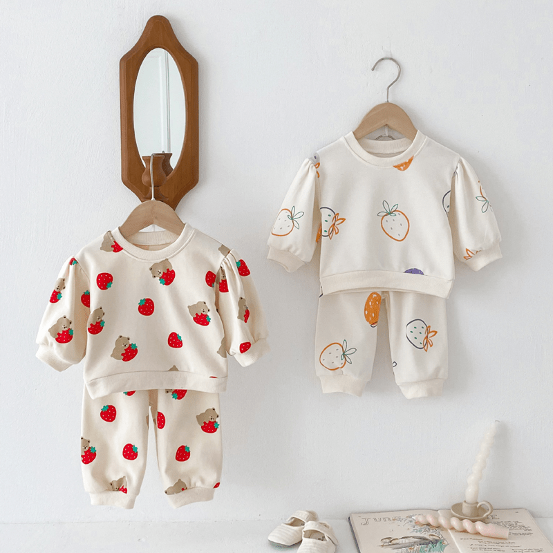 Baby 2-Piece Strawberry Bear Sweatsuit Set