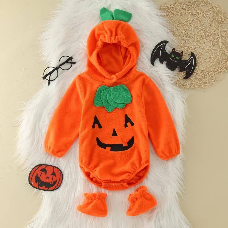 Baby Cosplay Pumpkin Hooded Bodysuit with Shoes