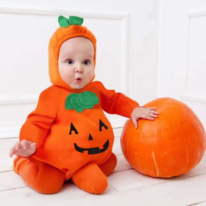 Baby Cosplay Pumpkin Hooded Bodysuit with Shoes