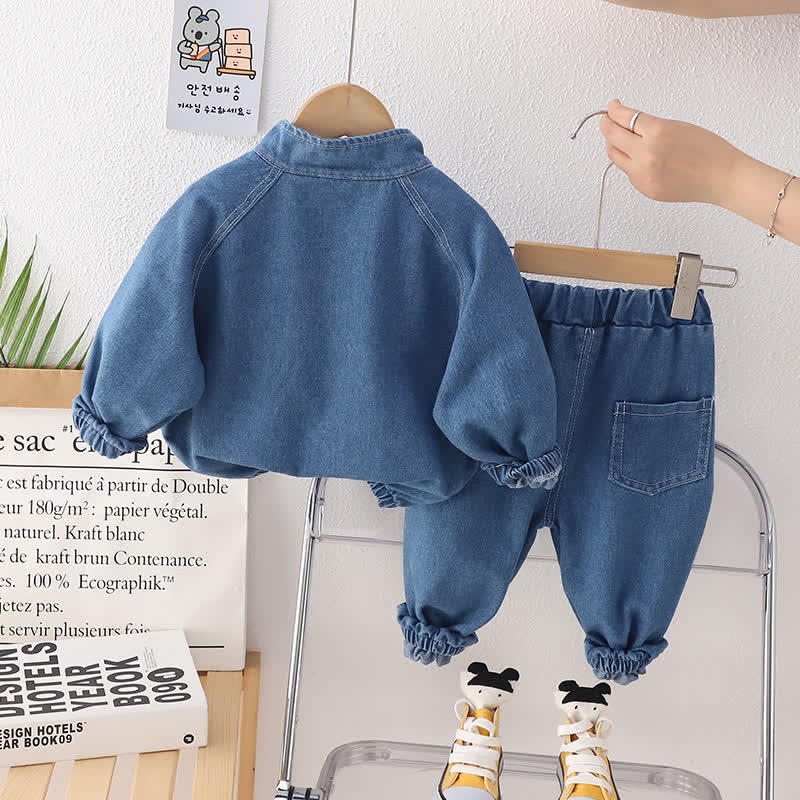 Toddler 2-Piece Zipper Denim Cool Set