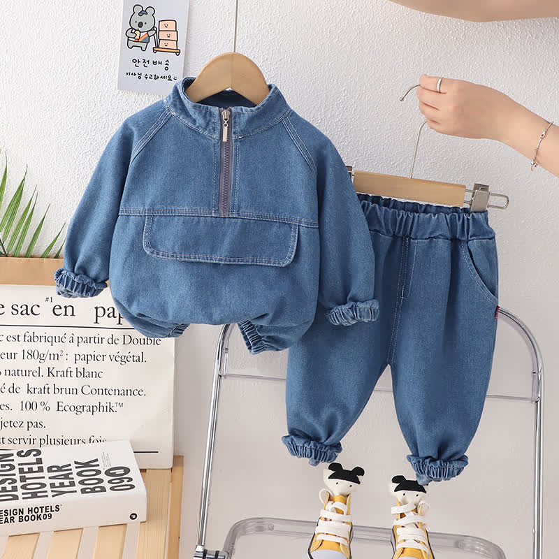 Toddler 2-Piece Zipper Denim Cool Set