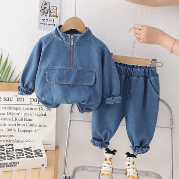 Toddler 2-Piece Zipper Denim Cool Set