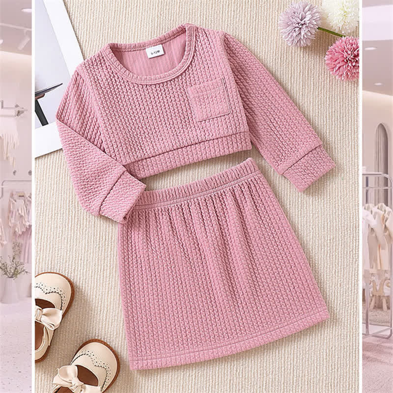 Baby Girl 2-Piece Solid Color Pink Set