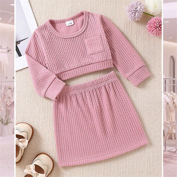 Baby Girl 2-Piece Solid Color Pink Set