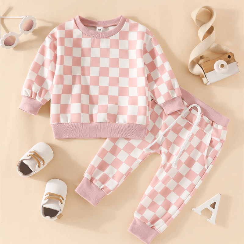 Toddler 2-Piece Checkerboard Sweatsuit Set