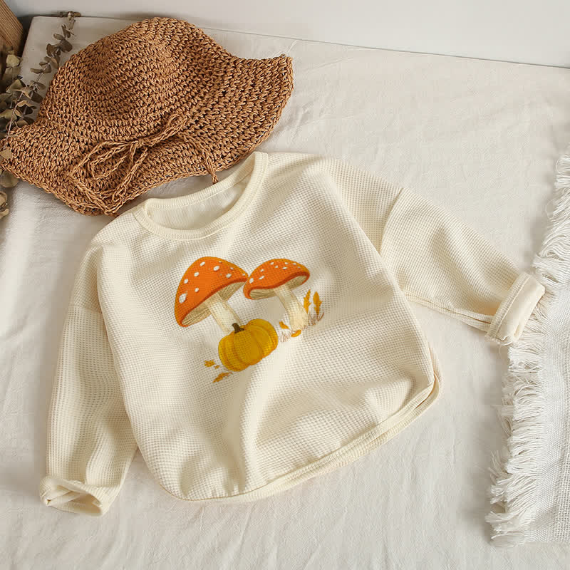 Baby Toddler Mushroom Pumpkin Long Sleeves Beige Top