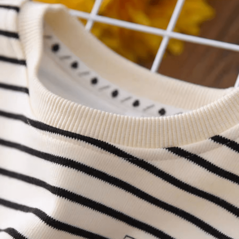 Kid Boy Letter Striped Long Sleeve Top