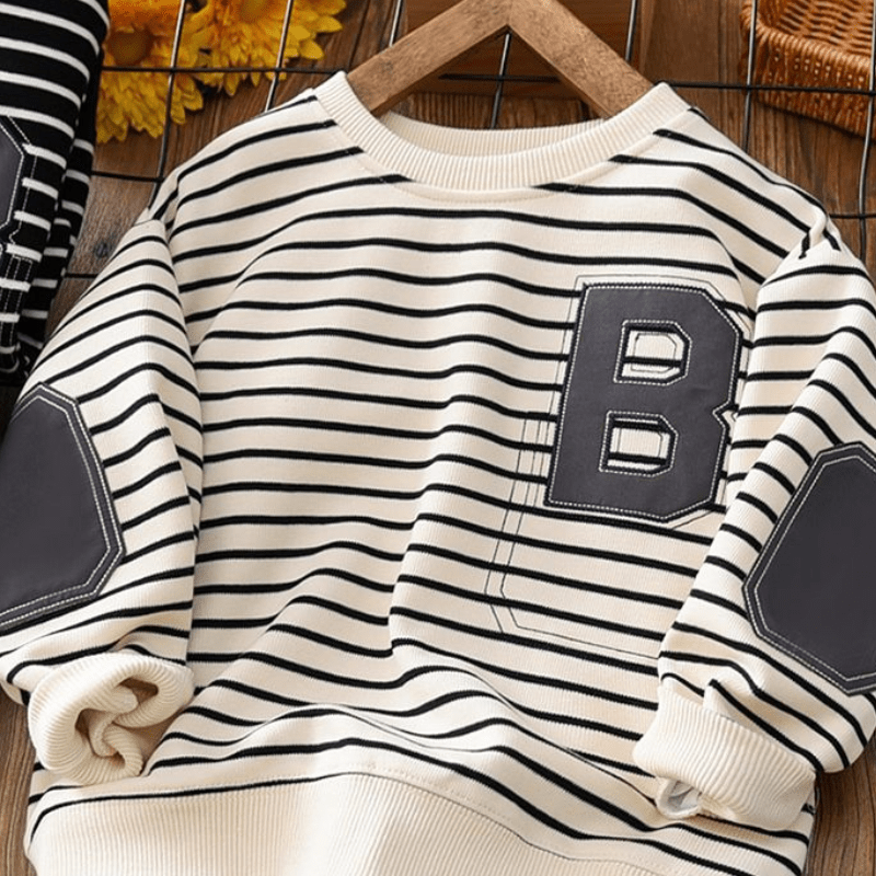 Kid Boy Letter Striped Long Sleeve Top