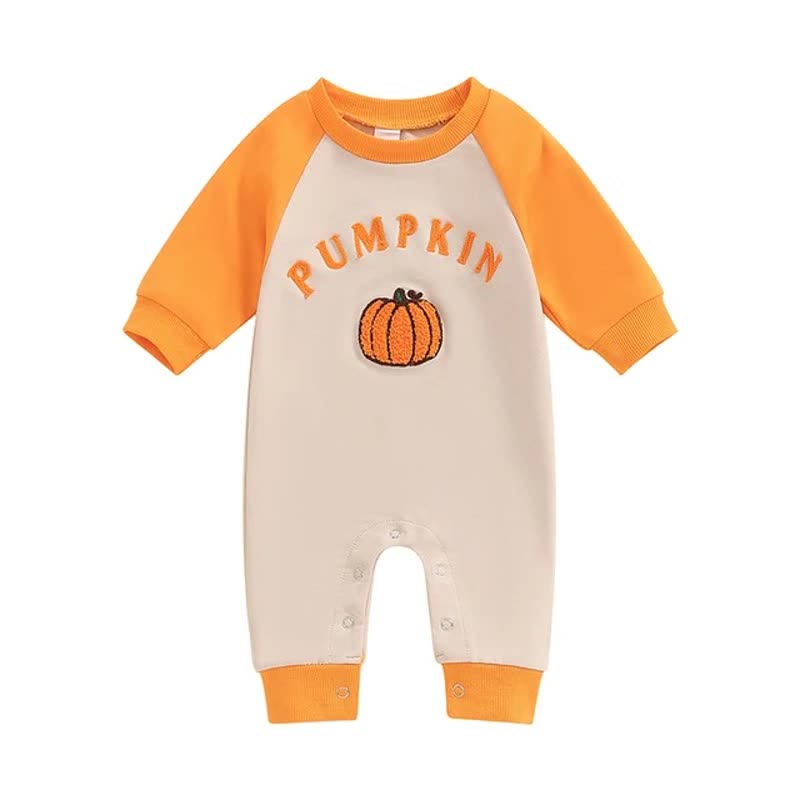 PUMPKIN Baby Contrast Sleeves Orange Romper